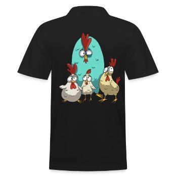 Funny Chickens Chicken Design Chicken Flock with Humor - Men's Polo Shirt - black - Back - Kai (181cm)