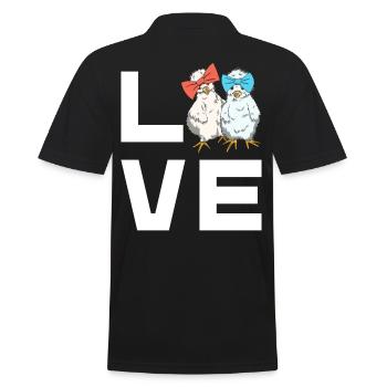 Seidenhühner Love Schriftzug Seidenhuhn Design - Männer Poloshirt - Schwarz - Hinten - Kai (181cm)