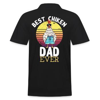 best chicken dad ever lustiger Hühner Hahn Spruch - Männer Poloshirt - Schwarz - Hinten - Kai (181cm)