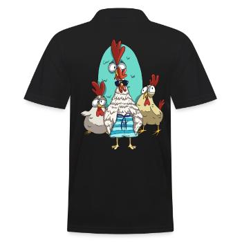 Lustige Hühner cooler Hahn Huhn Hühnerzüchter - Männer Poloshirt - Schwarz - Hinten - Kai (181cm)