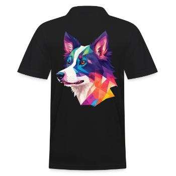 Border Collie Polygonen Hunde Kunst Collie Hund - Männer Poloshirt - Schwarz - Hinten - Kai (181cm)