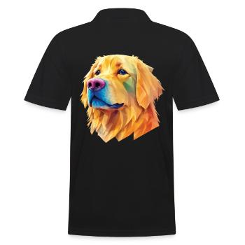 Golden Retriever Hund Hunde Design Polygon Art - Männer Poloshirt - Schwarz - Hinten - Kai (181cm)