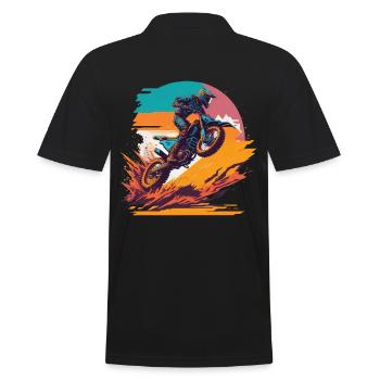 Motocross Biker Offroad Race Cartoon Dirt Bike - Polo Homme - noir - Dos - Kai (181cm)