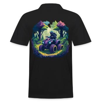 Quad Vehicle Offroad Quad Rider Gelende Cartoon - Men's Polo Shirt - black - Back - Kai (181cm)