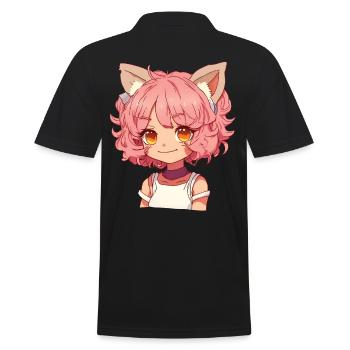 Kemonomimi Kawaii Anime Mädchen Manga Design - Männer Poloshirt - Schwarz - Hinten - Kai (181cm)