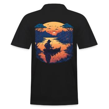 Hobby Angler Freiheit Fische und Angeln Design - Männer Poloshirt - Schwarz - Hinten - Kai (181cm)