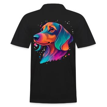 Teckel, chien, fidèle compagnon et amour pour animaux de compagnie - Polo Homme - noir - Dos - Kai (181cm)