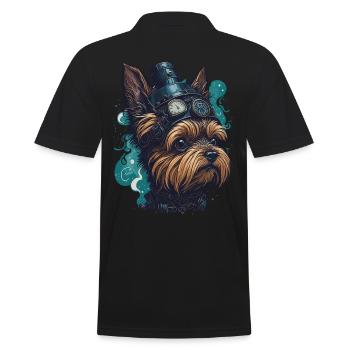 Steampunk Yorkshire Terrier vintage retro dog - Men's Polo Shirt - black - Back - Kai (181cm)