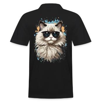 Ragdoll Katze für wahre Katzenliebhaber Katzen - Männer Poloshirt - Schwarz - Hinten - Kai (181cm)
