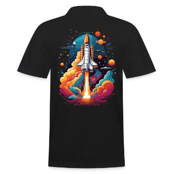 Space Shuttle Astronaut Rocket Space Adventure - Men's Polo Shirt - black - Back - Kai (181cm)