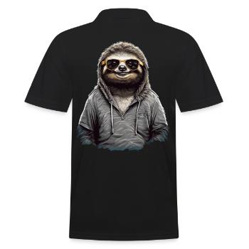 Urban Sloth - Cool Sunglasses Design - Men's Polo Shirt - black - Back - Kai (181cm)