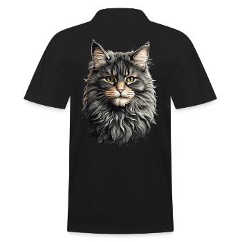 Maine-Coon-Katze Elegantes Katzen Design - Männer Poloshirt - Schwarz - Hinten - Kai (181cm)