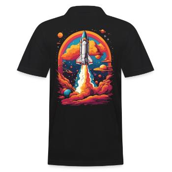 Space Travel Astronauts & Space Shuttle Dream - Men's Polo Shirt - black - Back - Kai (181cm)