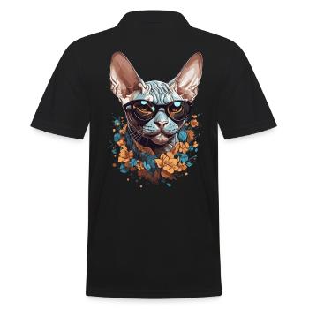 Stilvolle Sphinx Katze Design für Katzenliebhabe - Männer Poloshirt - Schwarz - Hinten - Kai (181cm)