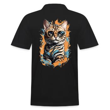 Bengalische Katze Coole Hauskatze Katzen - Männer Poloshirt - Schwarz - Hinten - Kai (181cm)