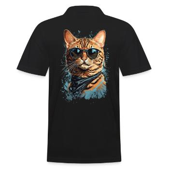 Coole Bengalische Katze Exotisches Katzen Design - Männer Poloshirt - Schwarz - Hinten - Kai (181cm)