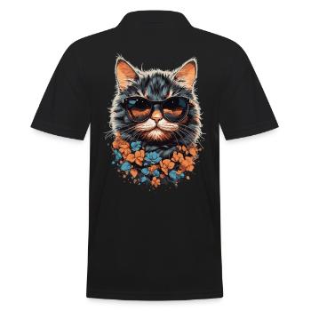Cool cats mom stylish design with cat - Men's Polo Shirt - black - Back - Kai (181cm)