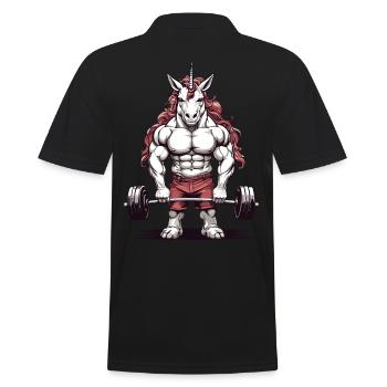 Einhorn Bodybuilder cooles Fitness Muskel Design - Männer Poloshirt - Schwarz - Hinten - Kai (181cm)