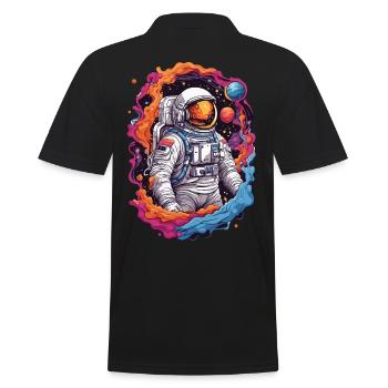 Space Astronaut Design Stars and Planets - Men's Polo Shirt - black - Back - Kai (181cm)
