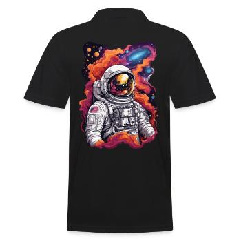 Kosmische Entdeckung Astronaut im Weltall - Männer Poloshirt - Schwarz - Hinten - Kai (181cm)