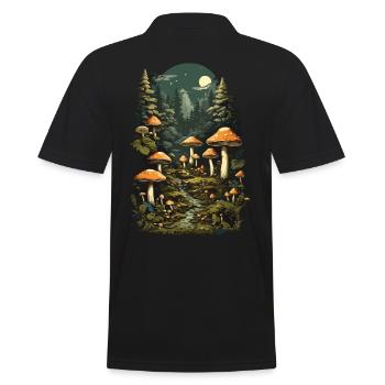 Magische Pilznacht ein Retro Pilzsammler Design - Männer Poloshirt - Schwarz - Hinten - Kai (181cm)