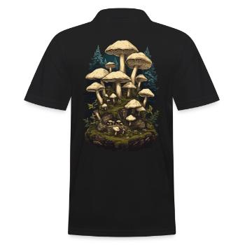 Mushroom Magic & Spirit Goa Party Vibes avec des champignons - Polo Homme - noir - Dos - Kai (181cm)