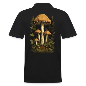Wald Pilze Goblincore & Vintage Pilz Design - Männer Poloshirt - Schwarz - Hinten - Kai (181cm)