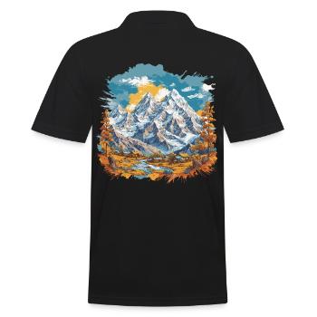 Breathtaking natural panorama Hiking & Mountains - Men's Polo Shirt - black - Back - Kai (181cm)