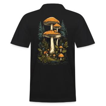 Champignons dans le style vintage champignons de forêt art cueilleurs de champignons - Polo Homme - noir - Dos - Kai (181cm)
