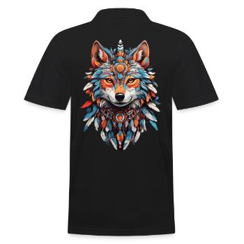 Fox Spirit Power animal of the Indians - Men's Polo Shirt - black - Back - Kai (181cm)