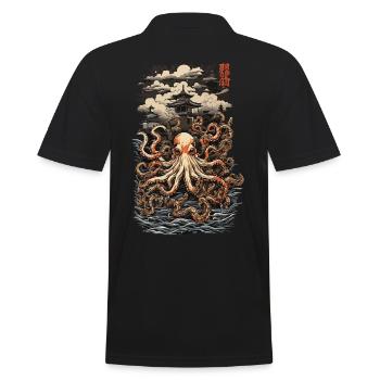 Ukiyo-e Oktopus Japanischer Kraken Kunst Design - Männer Poloshirt - Schwarz - Hinten - Kai (181cm)