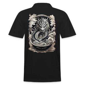 Dragon & Ramen Soup Art Rétro Asiatique - Polo Homme - noir - Dos - Kai (181cm)