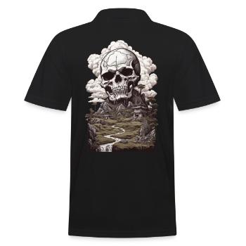 Landschaft & Totenkopf Okkulte Ästhetik - Männer Poloshirt - Schwarz - Hinten - Kai (181cm)