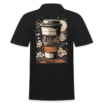 Ukiyo-E Kaffee Kunst Leidenschaft Kaffeeliebhaber - Männer Poloshirt - Schwarz - Hinten - Kai (181cm)