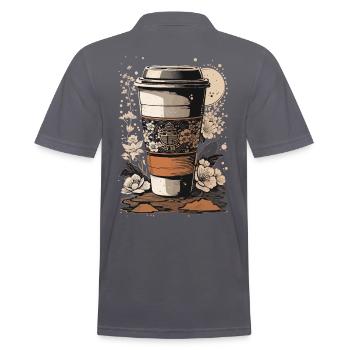 Ukiyo-E Kaffee Kunst Leidenschaft Kaffeeliebhaber - Männer Poloshirt - Anthrazit - Hinten - Nico (186cm)