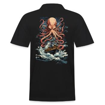 Octopus Sea Monsters Sea and Fisherman Adventure - Men's Polo Shirt - black - Back - Kai (181cm)