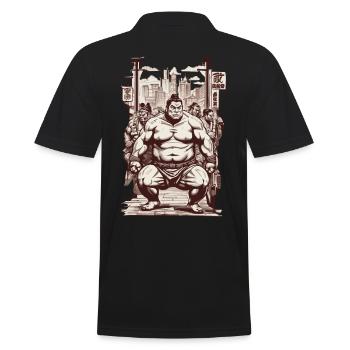 Sumo Vintage Kanji Characters and Martial Arts Design - Men's Polo Shirt - black - Back - Kai (181cm)