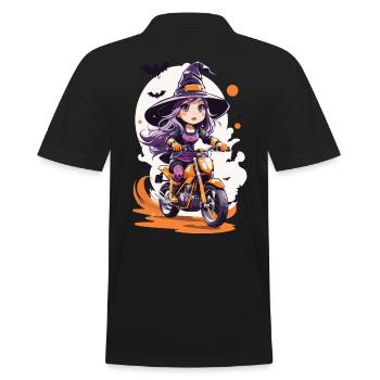Anime Stil Motocross Hexe Halloween Biker - Männer Poloshirt - Schwarz - Hinten - Kai (181cm)