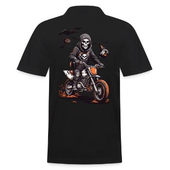 Halloween Motocross Skeleton Racer - Men's Polo Shirt - black - Back - Kai (181cm)