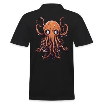 Oktopus Halloween Cartoon Stil - Männer Poloshirt - Schwarz - Hinten - Kai (181cm)