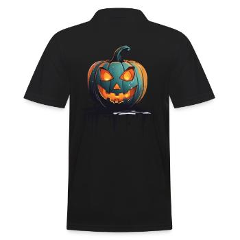 Gruseliger Kürbis und Geister Spaß an Halloween - Männer Poloshirt - Schwarz - Hinten - Kai (181cm)