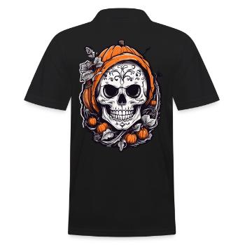 Crâne de citrouille Halloween Octobre Fun - Polo Homme - noir - Dos - Kai (181cm)