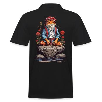 Zen Frosch Spirituelle Meditation und Japan Yoga - Männer Poloshirt - Schwarz - Hinten - Kai (181cm)