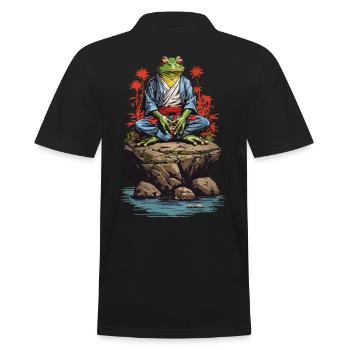 Zen Frosch Yoga Asiatische Spirituelle Kunst - Männer Poloshirt - Schwarz - Hinten - Kai (181cm)