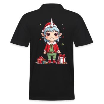 Magical Christmas Unicorn Unicorn for Christmas - Men's Polo Shirt - black - Back - Kai (181cm)