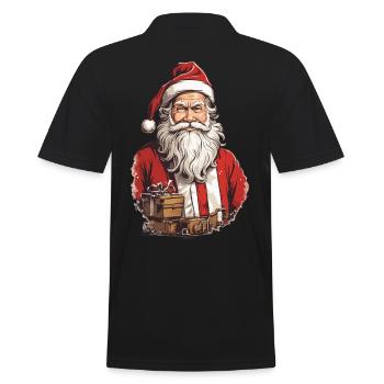 Père Noël rétro Illustration Noël - Polo Homme - noir - Dos - Kai (181cm)