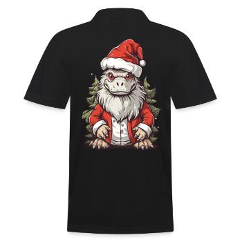 Dino Weihnachten lustig Dinosaurier Weihnachtsmann - Männer Poloshirt - Schwarz - Hinten - Kai (181cm)
