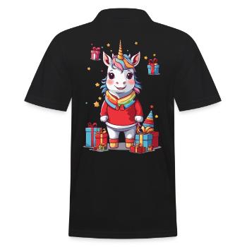 Magisches Einhorn an Weihnachten Winter Design - Männer Poloshirt - Schwarz - Hinten - Kai (181cm)