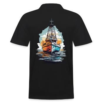 Fischerboot Ästhetik Fischen und Angeln Boot - Männer Poloshirt - Schwarz - Hinten - Kai (181cm)
