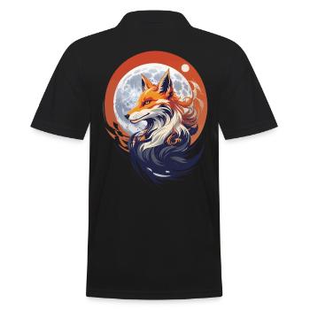 Mystic Fox in Moonlight Fantasy Kitsune - Men's Polo Shirt - black - Back - Kai (181cm)